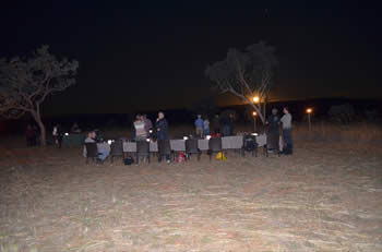 Dinner time on the last night Top of a hill watching the sun set