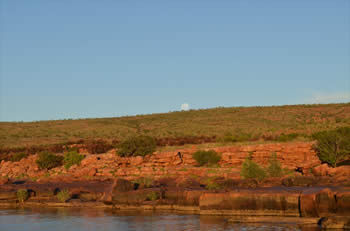 Moon rising above Fitzyroy River